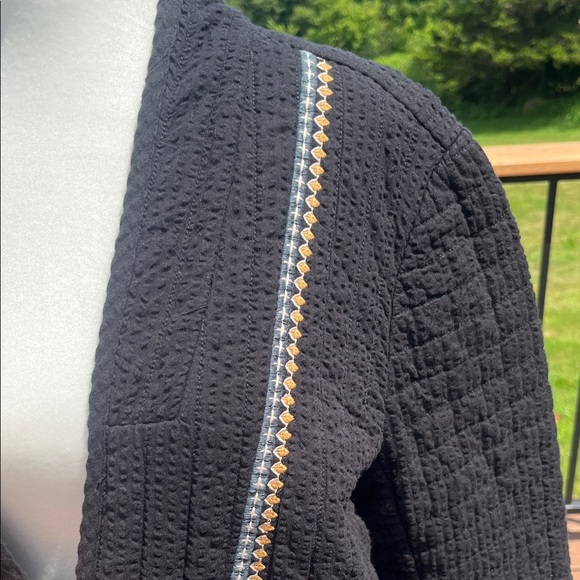 Pure Jill Elements Quilted Jacket Black Open Front Boho Minimalist boxy cozy - Picture 2 of 11